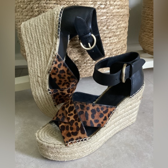 ⚜️ MARC FISHER Amari leopard espadrille wedge NWOT - Picture 5 of 11